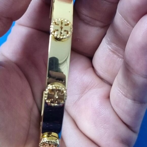 (SOLD)Tory Burch Gold Tone Bangle Cuff Bracelet - Picture 6 of 8